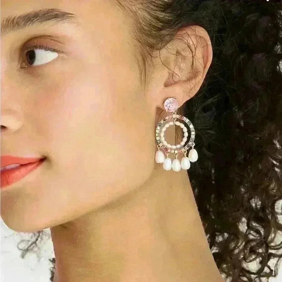 J Crew Sparkle and pearl round drop earrings(coming soon) - Picture 4 of 4